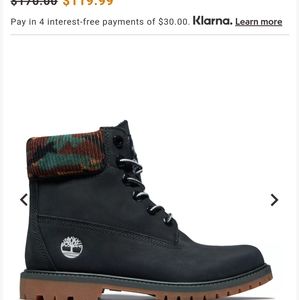 WOMEN'S TIMBERLAND HERITAGE 6-INCH WP BLACK NUBUCK BOOTS W COMO